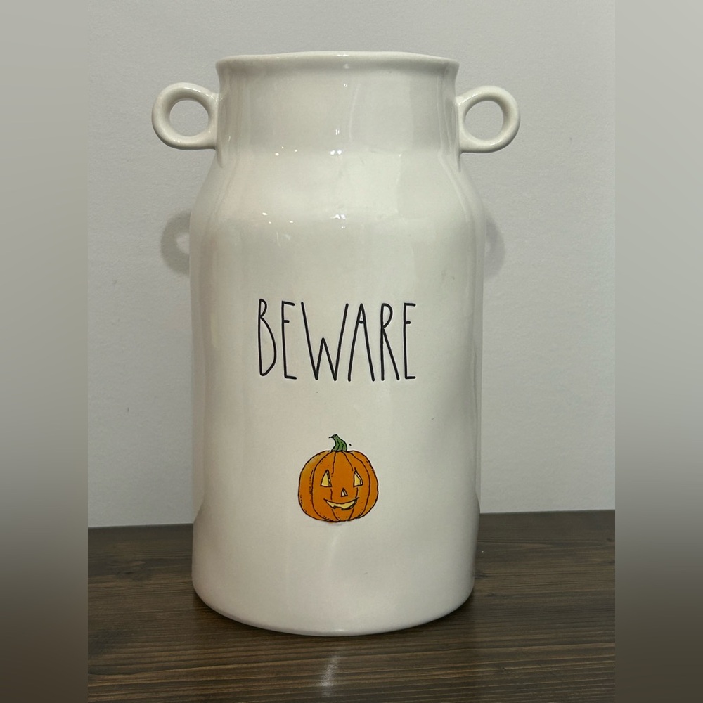 Rae Dunn Pumpkin 'Beware' Vase